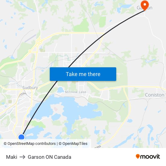 Maki to Garson ON Canada map