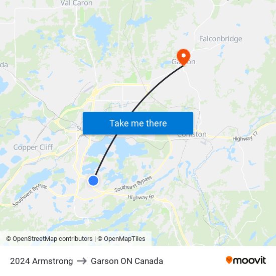 2024 Armstrong to Garson ON Canada map