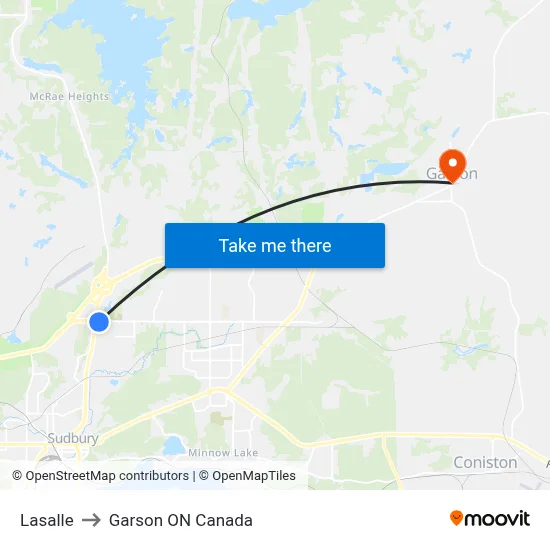 Lasalle to Garson ON Canada map