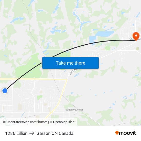 1286 Lillian to Garson ON Canada map