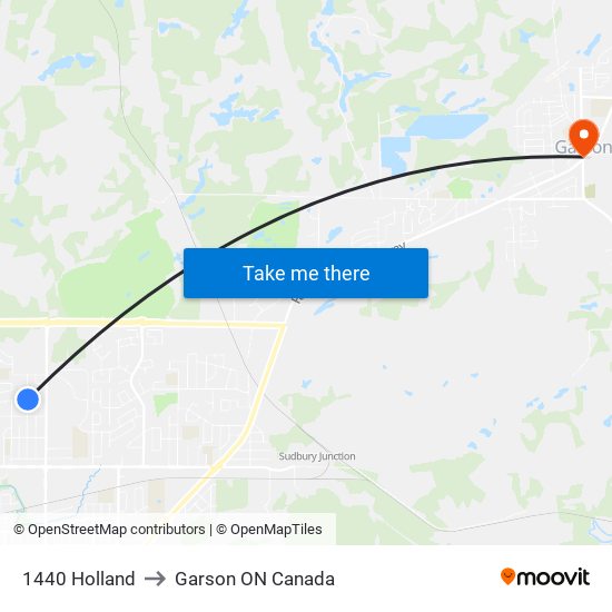 1440 Holland to Garson ON Canada map