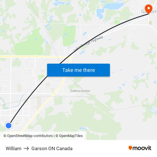 William to Garson ON Canada map