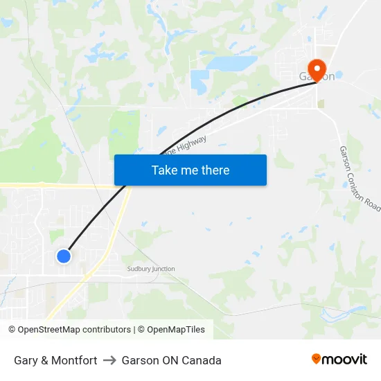Gary & Montfort to Garson ON Canada map