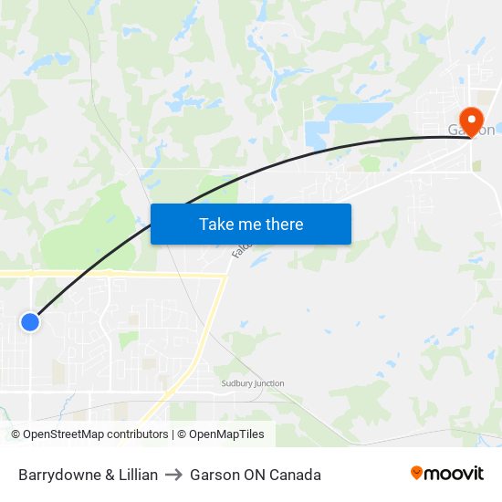 Barrydowne & Lillian to Garson ON Canada map