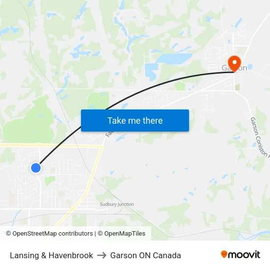 Lansing & Havenbrook to Garson ON Canada map