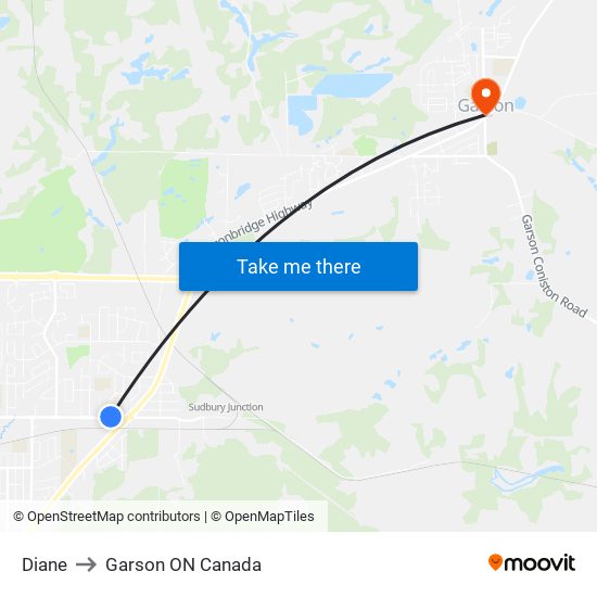 Diane to Garson ON Canada map