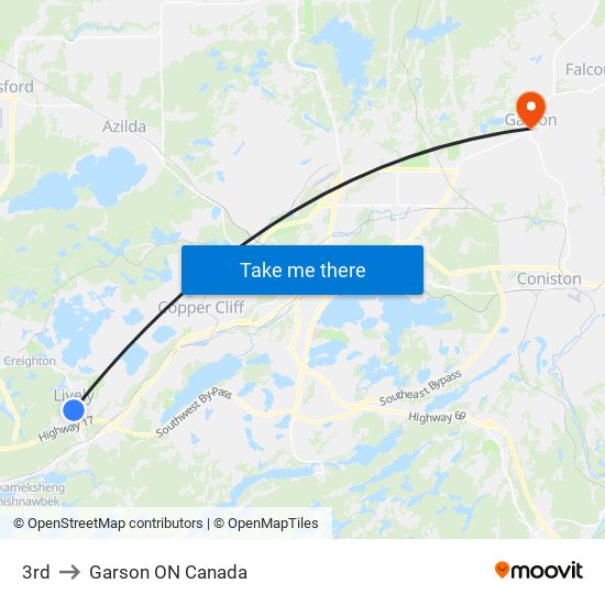 3rd to Garson ON Canada map