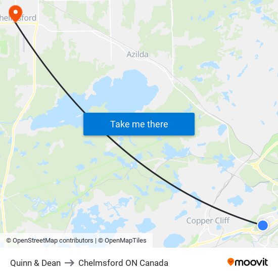 Quinn & Dean to Chelmsford ON Canada map