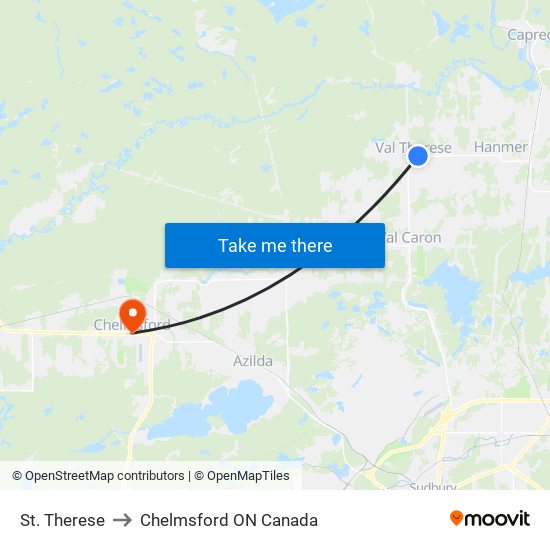 St. Therese to Chelmsford ON Canada map