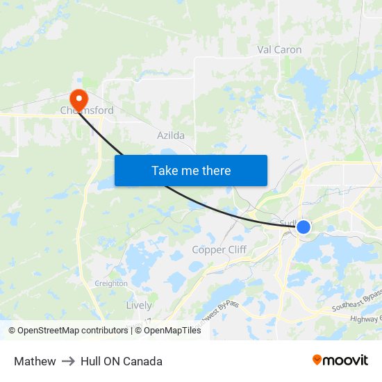 Mathew to Hull ON Canada map