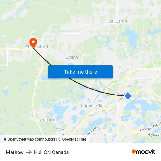 Mathew to Hull ON Canada map