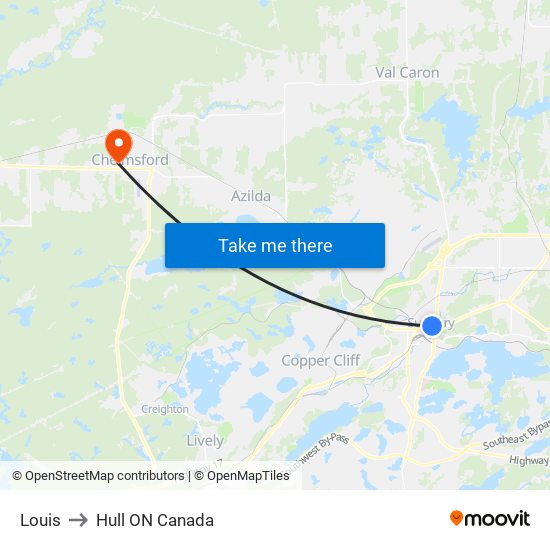 Louis to Hull ON Canada map