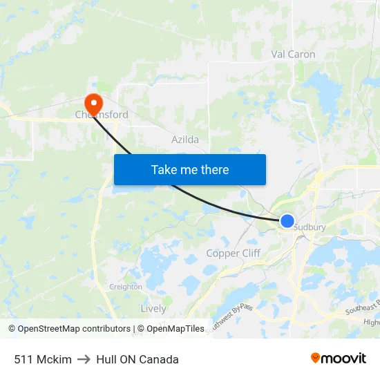 511 Mckim to Hull ON Canada map