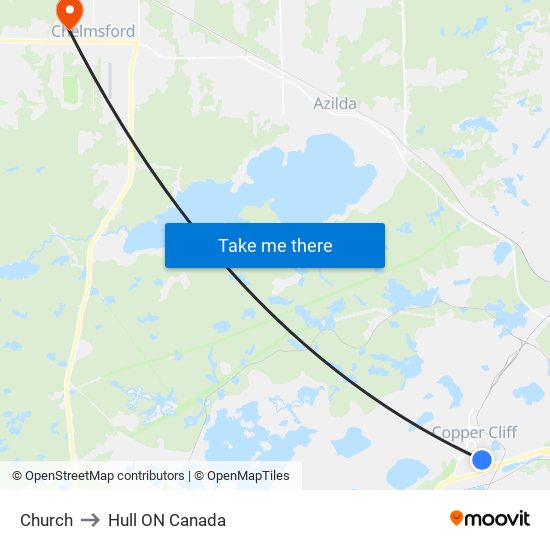 Church to Hull ON Canada map