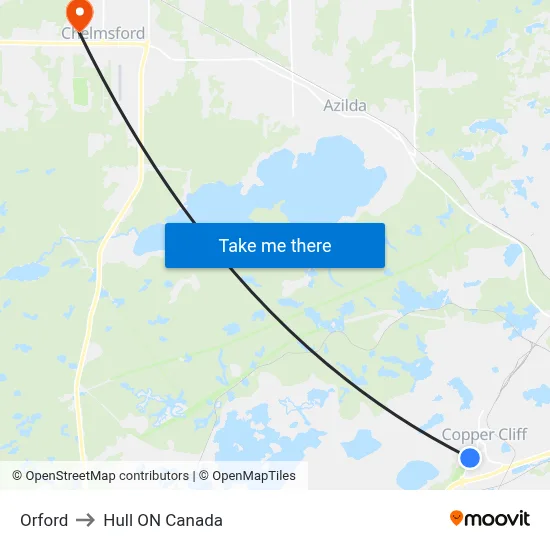 Orford to Hull ON Canada map