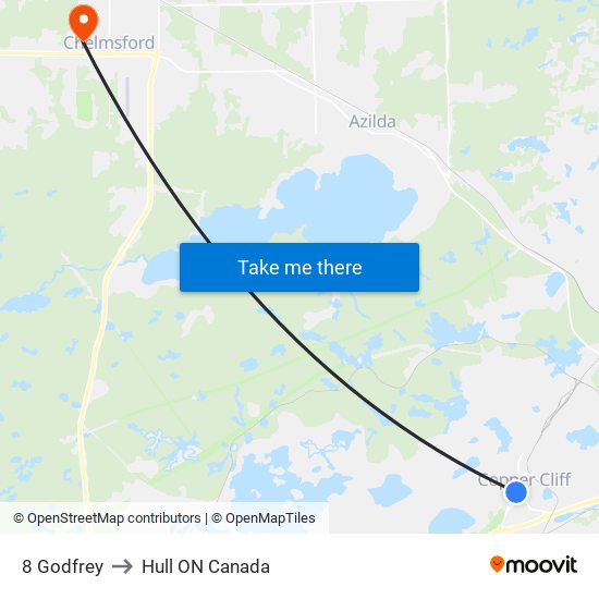 8 Godfrey to Hull ON Canada map