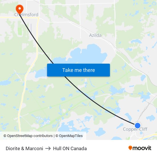 Diorite & Marconi to Hull ON Canada map