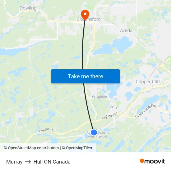Murray to Hull ON Canada map