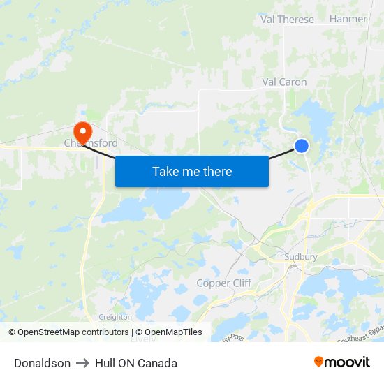 Donaldson to Hull ON Canada map