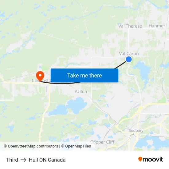 Third to Hull ON Canada map
