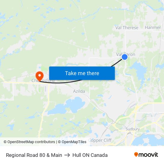 Regional Road 80 & Main to Hull ON Canada map