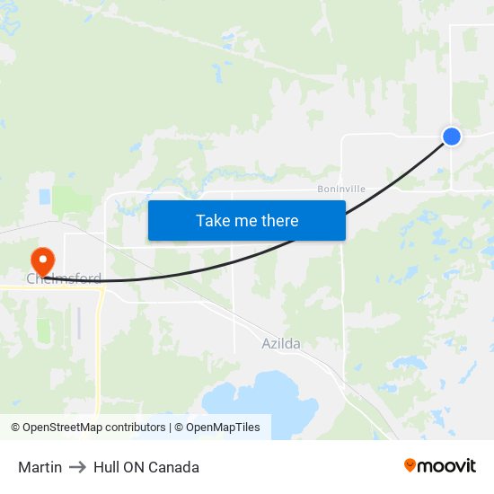 Martin to Hull ON Canada map