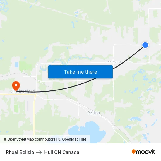 Rheal Belisle to Hull ON Canada map