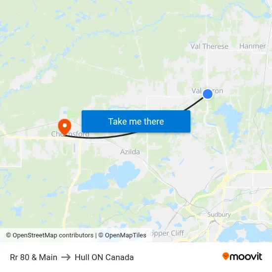 Rr 80 & Main to Hull ON Canada map