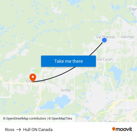 Ross to Hull ON Canada map