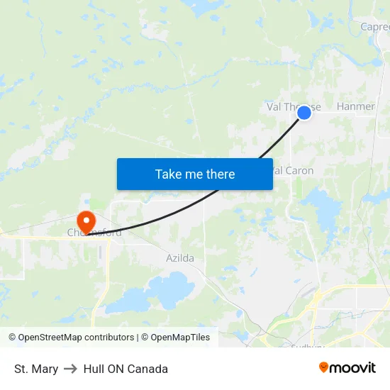 St. Mary to Hull ON Canada map