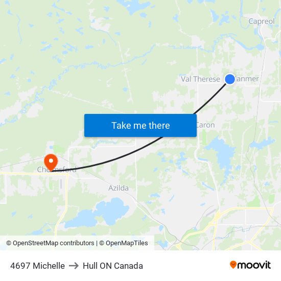 4697 Michelle to Hull ON Canada map