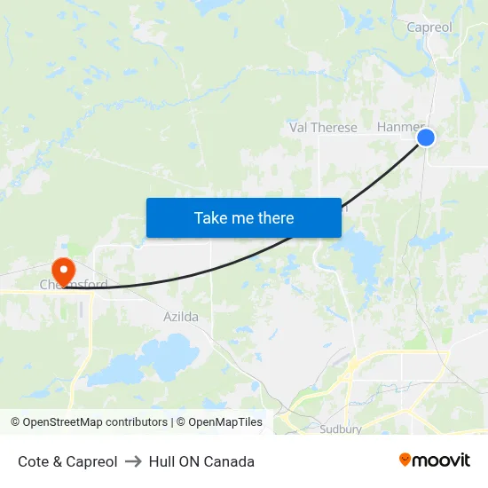 Cote & Capreol to Hull ON Canada map