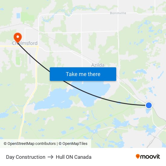 Day Construction to Hull ON Canada map