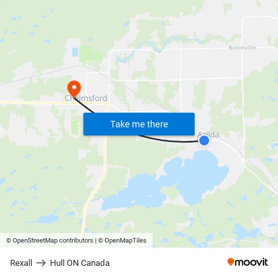 Rexall to Hull ON Canada map