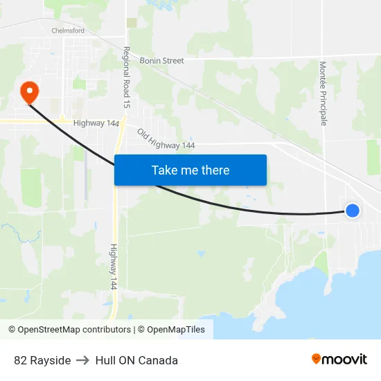 82 Rayside to Hull ON Canada map