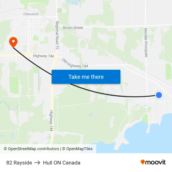 82 Rayside to Hull ON Canada map