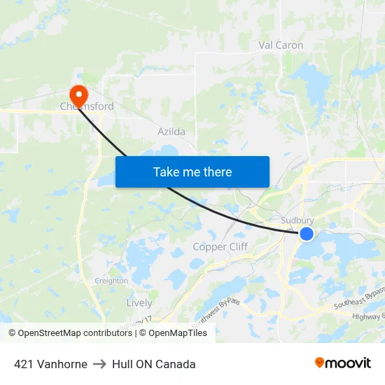 421 Vanhorne to Hull ON Canada map