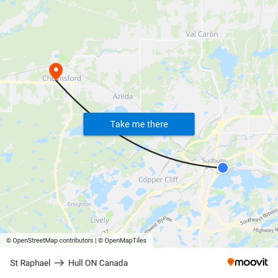 St Raphael to Hull ON Canada map