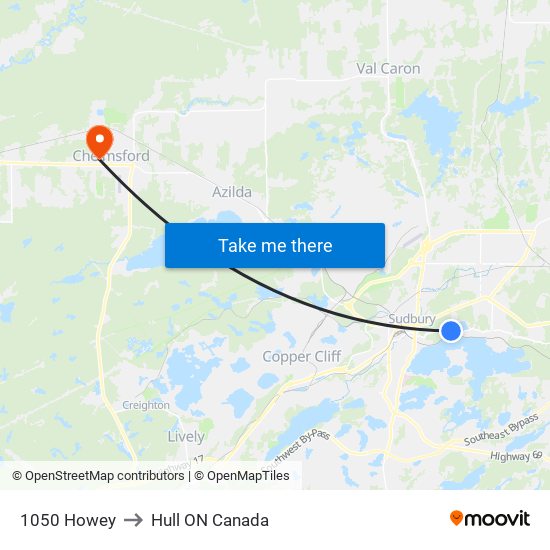 1050 Howey to Hull ON Canada map