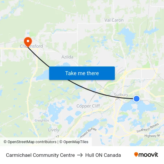 Carmichael Community Centre to Hull ON Canada map