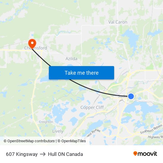 607 Kingsway to Hull ON Canada map