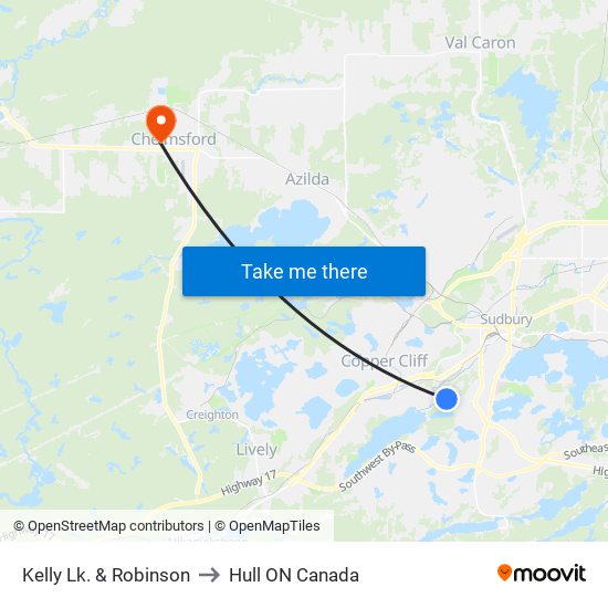 Kelly Lk. & Robinson to Hull ON Canada map