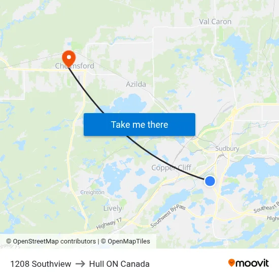 1208 Southview to Hull ON Canada map