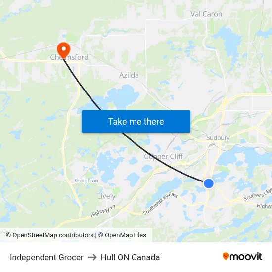 Independent Grocer to Hull ON Canada map