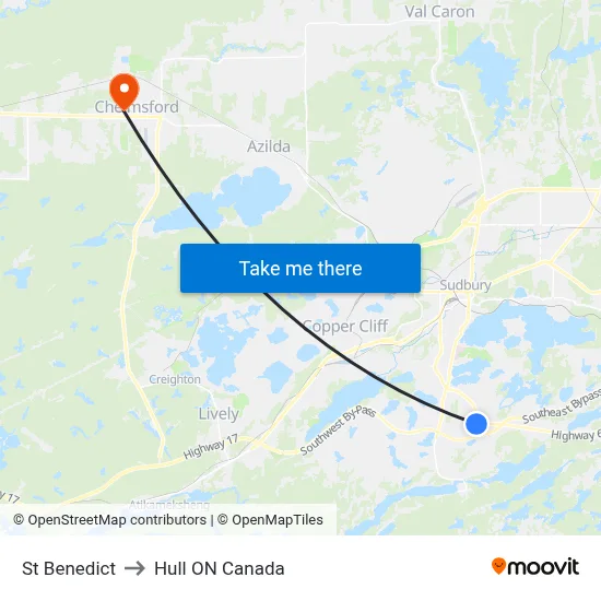 St Benedict to Hull ON Canada map