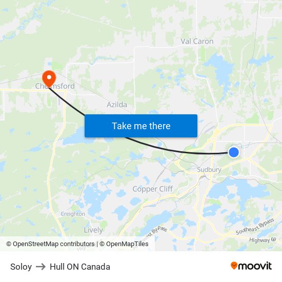 Soloy to Hull ON Canada map