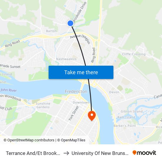 Terrance And/Et Brookside to University Of New Brunswick map