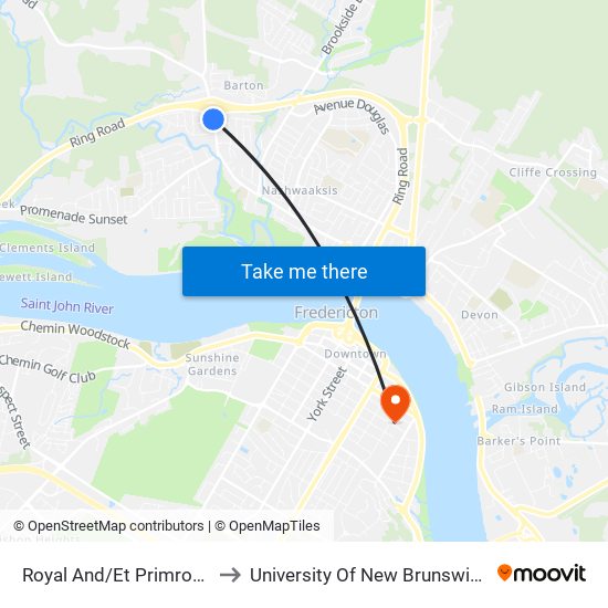 Royal And/Et Primrose to University Of New Brunswick map