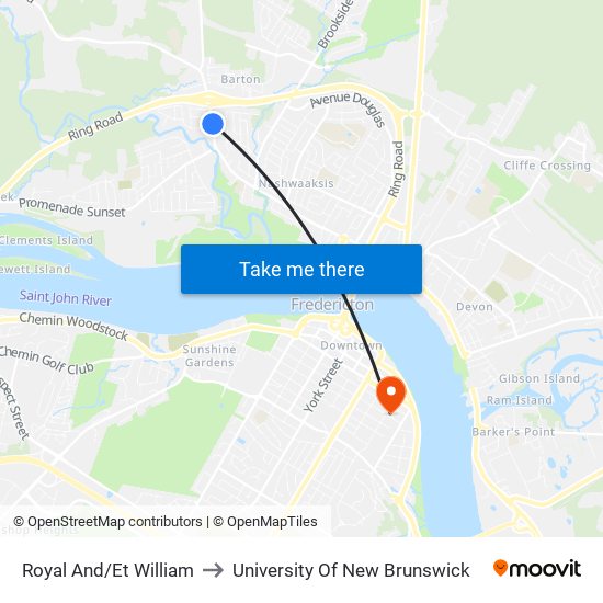 Royal And/Et William to University Of New Brunswick map