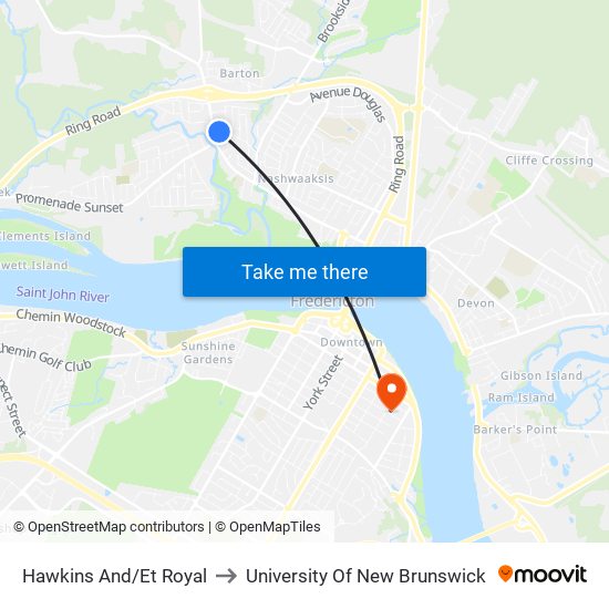 Hawkins And/Et Royal to University Of New Brunswick map